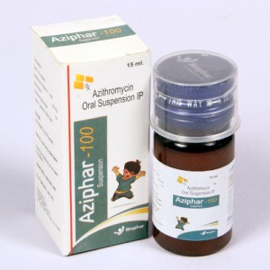 AZIPHAR-100=Azithromycin 100mg (Suspension) 15 ml  bottle (anti-biotic)
