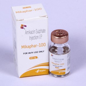 MIKAPHAR-100=Amikacin 100mg(Injection) 1's ampoule (anti-biotic)